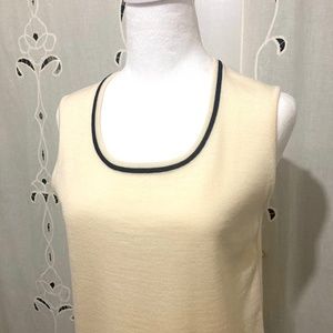 Escada Sleeveless Top, Cream and Black, Size 34 (Fits Like 2 or 4 US)
